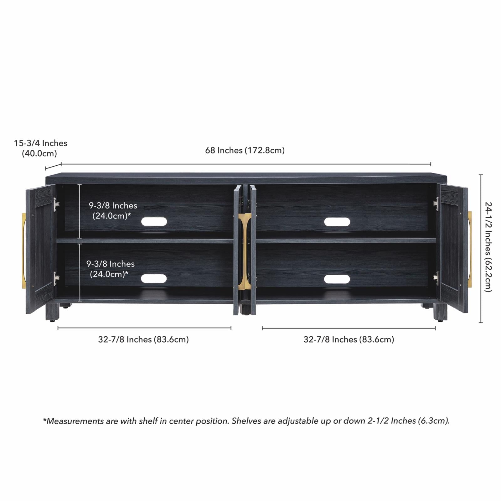 Rectangular TV Stand for Tv'S up to 75", Black Grain