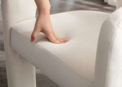 Modern Velvet Upholstered Side Armchair for Living Room, Ivory