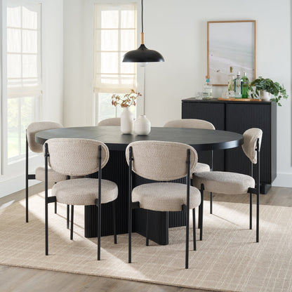 Round Expandable Dining Table, Black Wood Finish