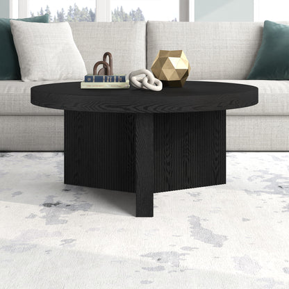 32" Black Grain MDF/PVC Coffee Table