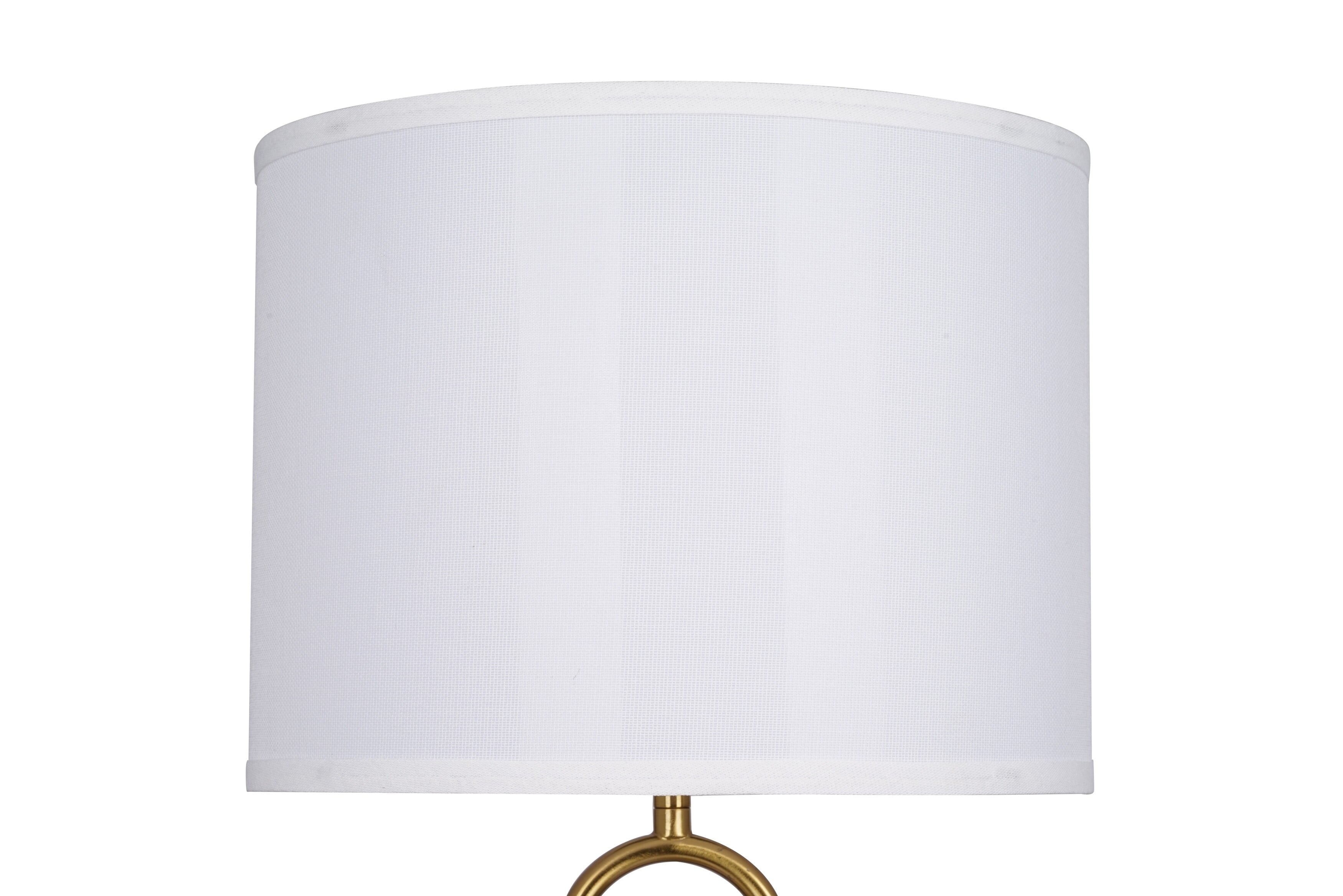 20'' Table Lamp with White Fabric Drum Shade Modern Table Light Fixture