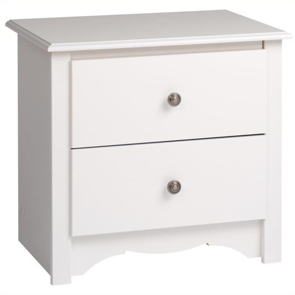 2-Piece Furniture 2-Drawer Night Stand Set in White