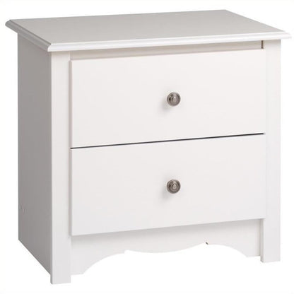 2-Piece Furniture 2-Drawer Night Stand Set in White