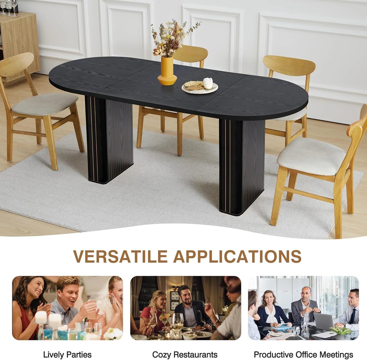 Rustic Black 71" Oval Dining Table | Meeting & Reception Table