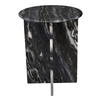 Hommeco 17.75" Contemporary Natural Marble X-Shaped End Table - Handmade Black & Gray