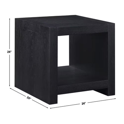 Aubrey 24 In. Black Wood Square End Table