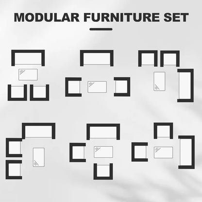4 Pieces Patio Furniture Set, Rattan Outdoor Furniture with Upholstered Sofa, 2 Chairs and Coffee Table, Conversation Bistro Set for Garden, Backyard, Porch