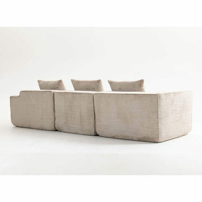 Modern Modular Corduroy Sofa – Beige No-Assembly Compression Couch