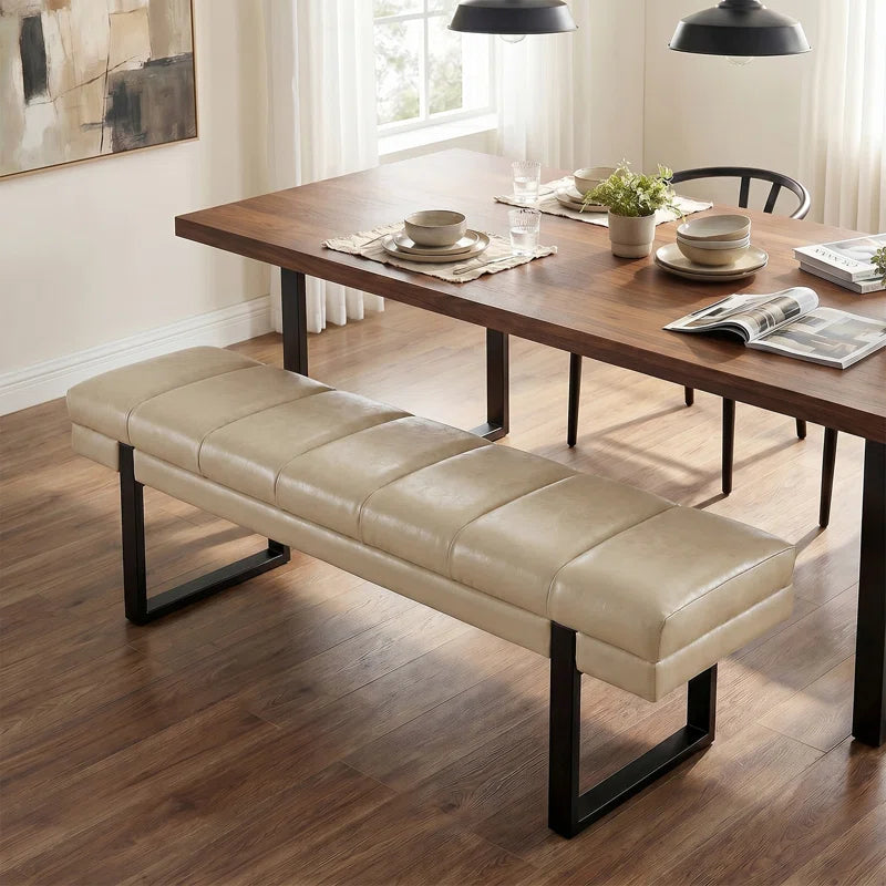Anahli 52.5'' Wide Channel Tufted Design Vegan Leather Bench