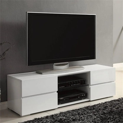Galvin 4-Drawer TV Console Glossy White
