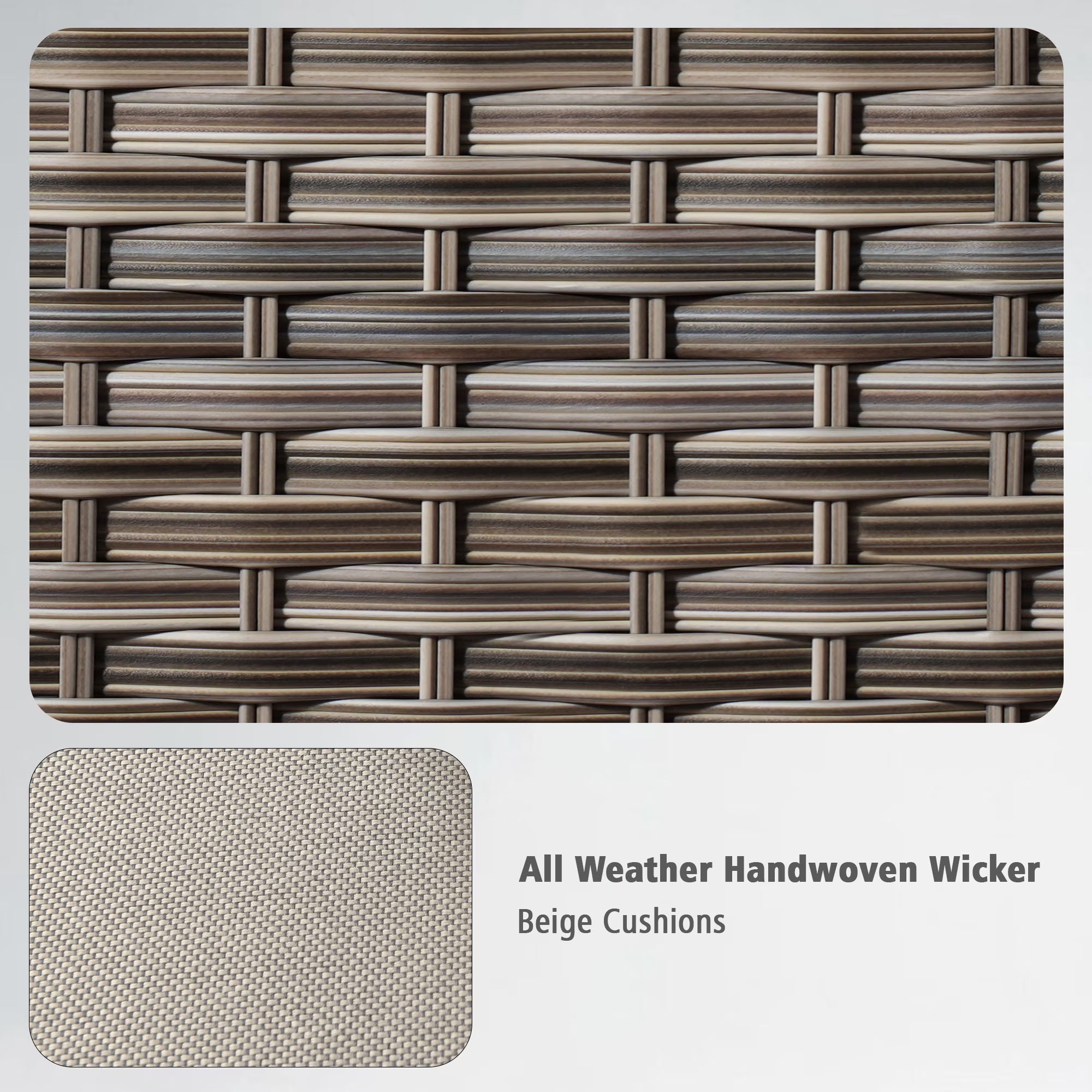 6-Piece Outdoor Patio Furniture Set with Solar-Powered Lighted Coffee Table, All-Weather Wicker L-Shaped Sectional Sofa, Beige