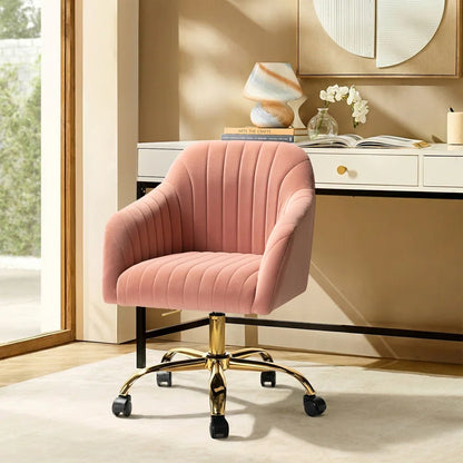 Adan Modern Velvet Task Chair with Wood Frame and Back