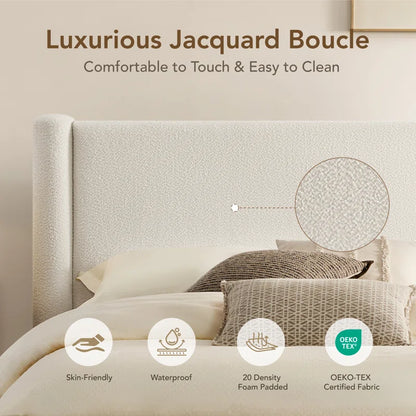 Boucle-Style Waterproof Upholstered Bed