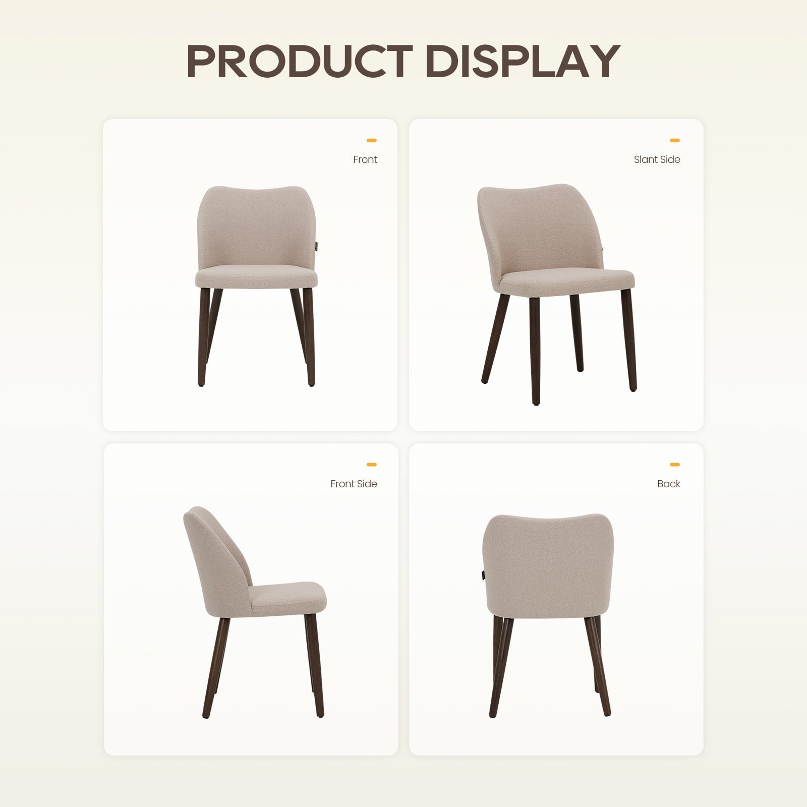 Set of 4 Camel Wingback Dining Chairs – Mid-Century Modern Fabric