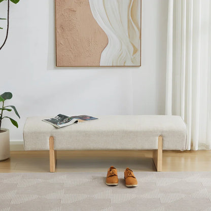 Chamille 55" W Upholstered Accent Bench with Solid Wood Leg