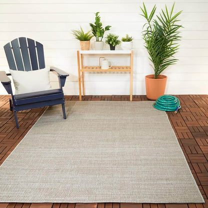 Hommeco 8' x 10' Beige Textured Indoor/Outdoor Area Rug