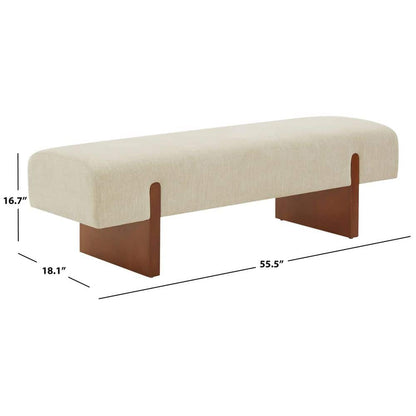 55.5 In. Beige/Brown Entryway Bench