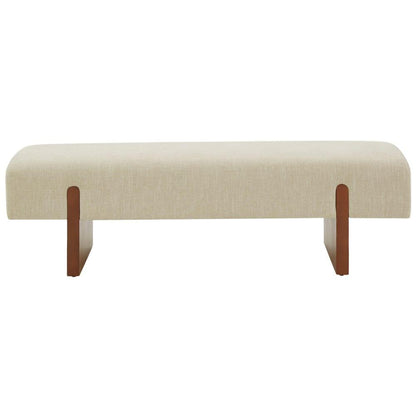 55.5 In. Beige/Brown Entryway Bench