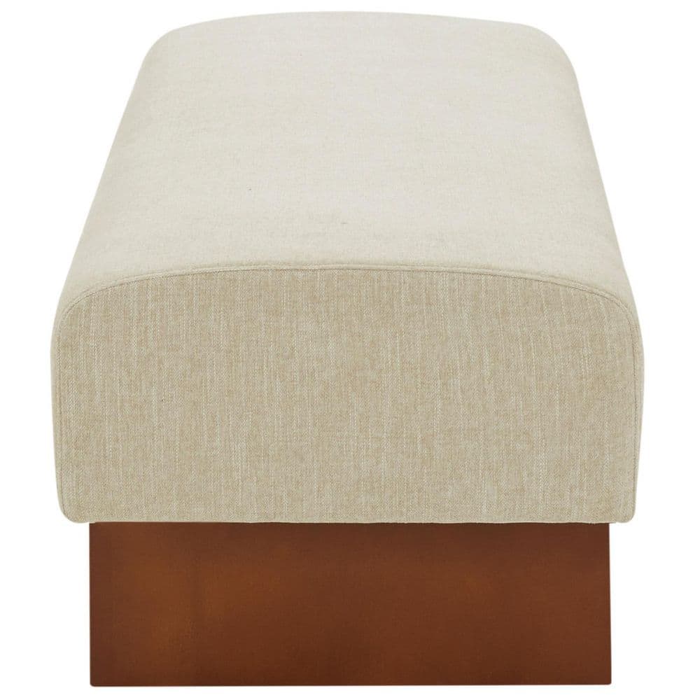 55.5 In. Beige/Brown Entryway Bench