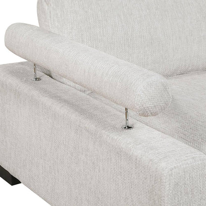 135 In. Pillow Top Arm 6-Piece Textured Microfiber Modular Sectional Sofa in Beige with Chaise