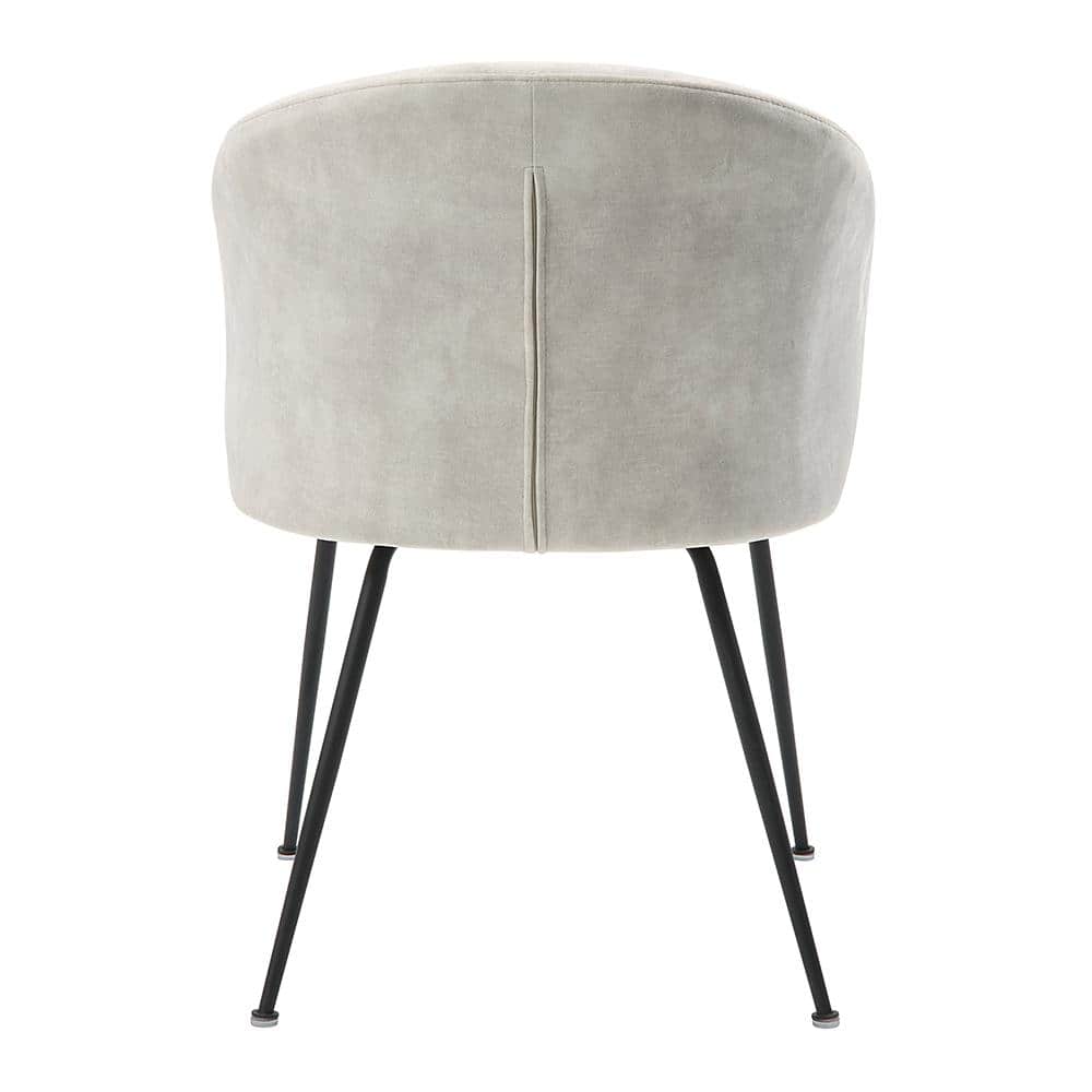Beige Velvet Fabric Upholstered Dining Chair, Set of 2 with Metal Legs