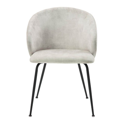 Beige Velvet Fabric Upholstered Dining Chair, Set of 2 with Metal Legs
