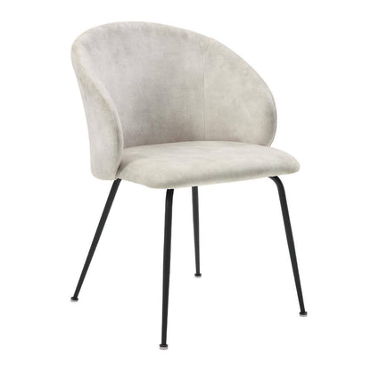 Beige Velvet Fabric Upholstered Dining Chair, Set of 2 with Metal Legs