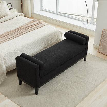 Bedroom Bench with Pillows and Solid Wood Legs for Living Rooms and Entryway