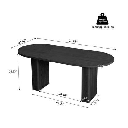 Black Oval Wood Pedestal Dining Table Seats