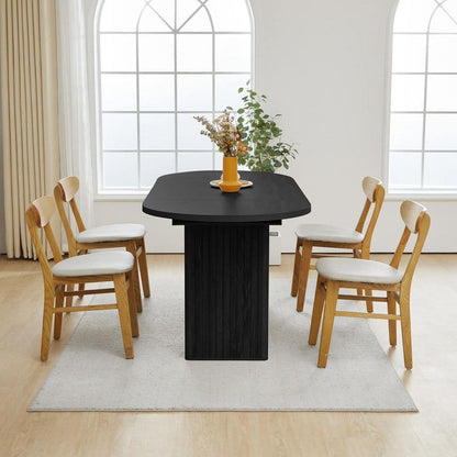 Black Oval Wood Pedestal Dining Table Seats