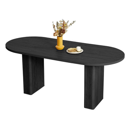Black Oval Wood Pedestal Dining Table Seats