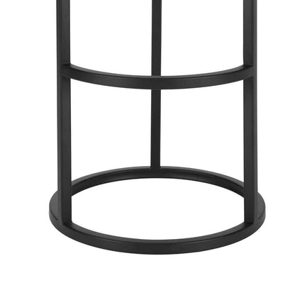 Hommeco 30" Black Backless Metal Frame Bar Stool - with Faux Leather Seat