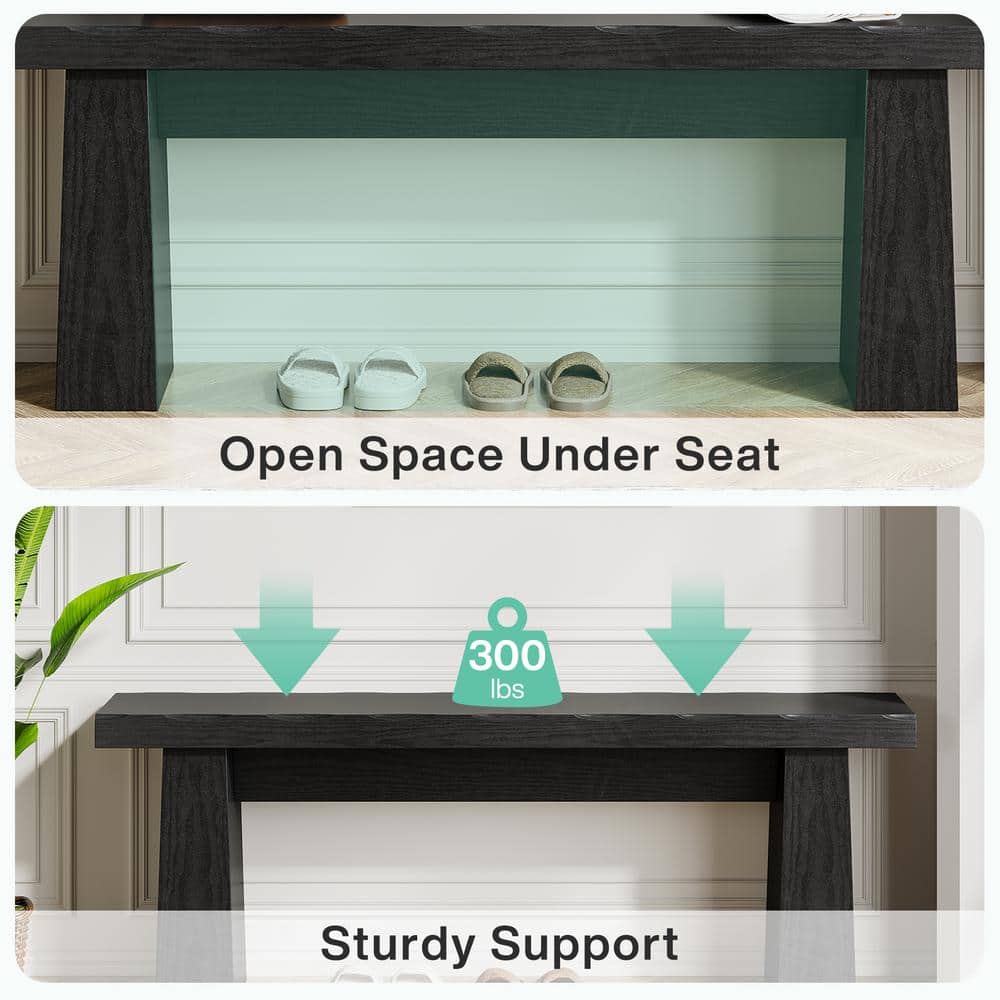 Black Minimalist Bedroom Bench | 47.24" Heavy-Duty End-of-Bed Seating