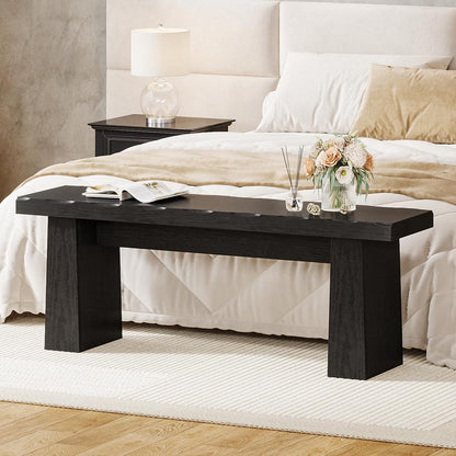Black Minimalist Bedroom Bench | 47.24" Heavy-Duty End-of-Bed Seating