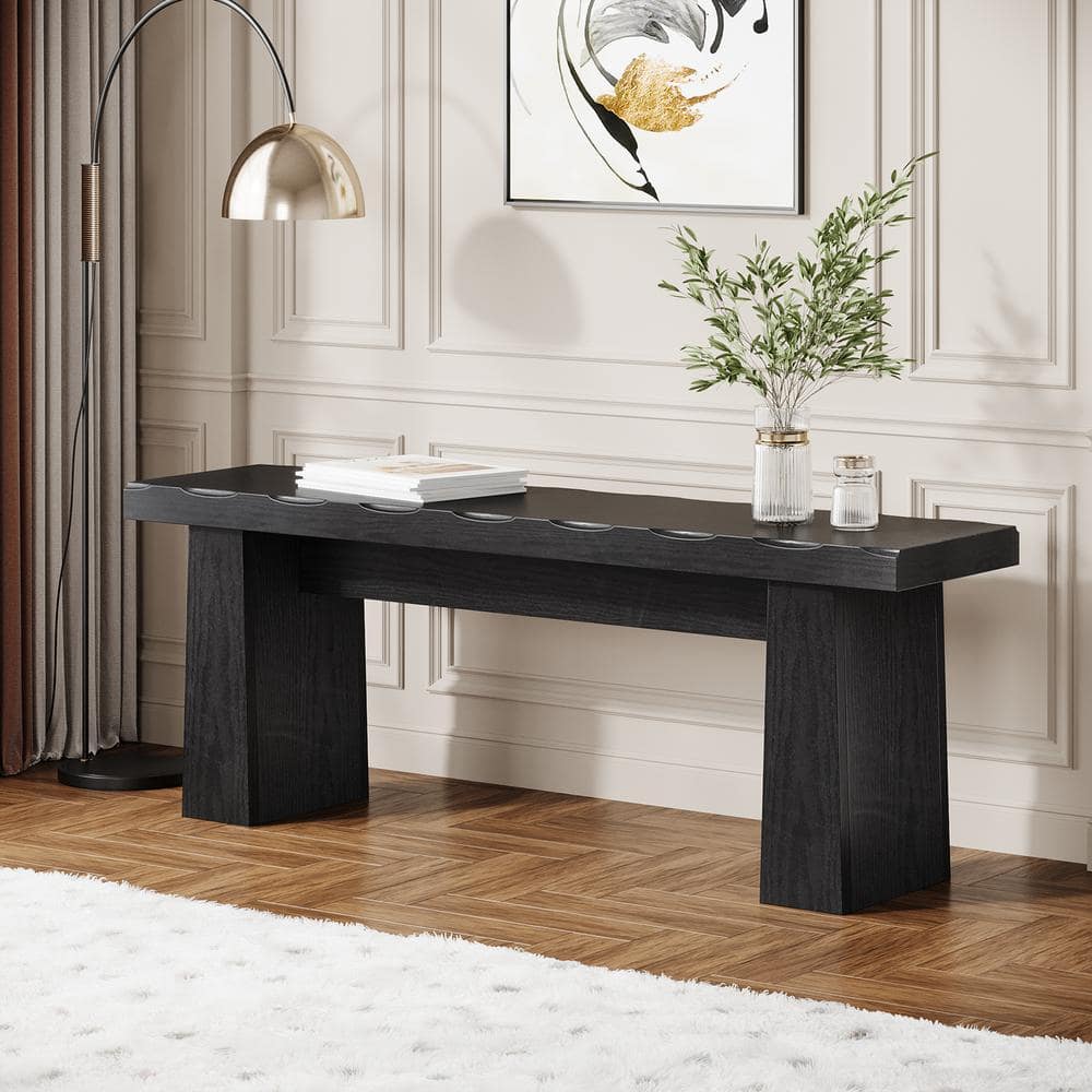 Black Minimalist Bedroom Bench | 47.24" Heavy-Duty End-of-Bed Seating