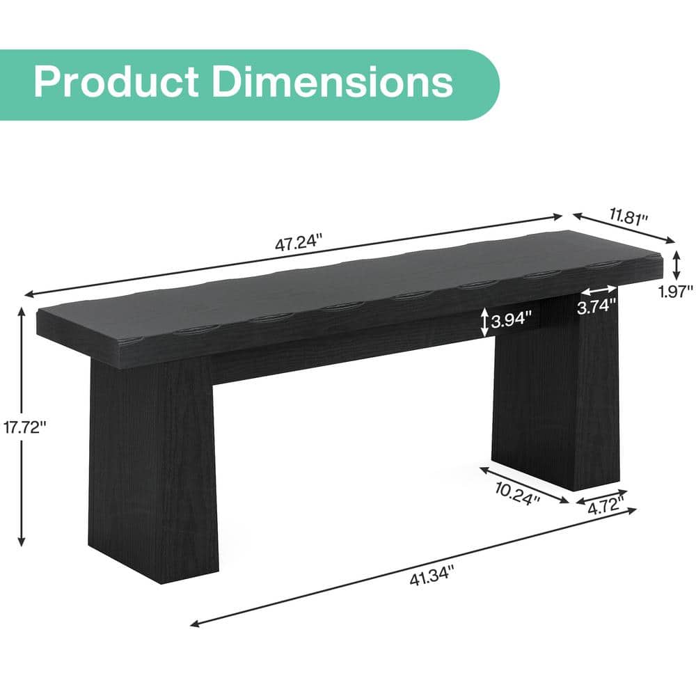 Black Minimalist Bedroom Bench | 47.24" Heavy-Duty End-of-Bed Seating