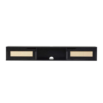 Black MDF Modern Wall Mounted TV Wall Cabinet