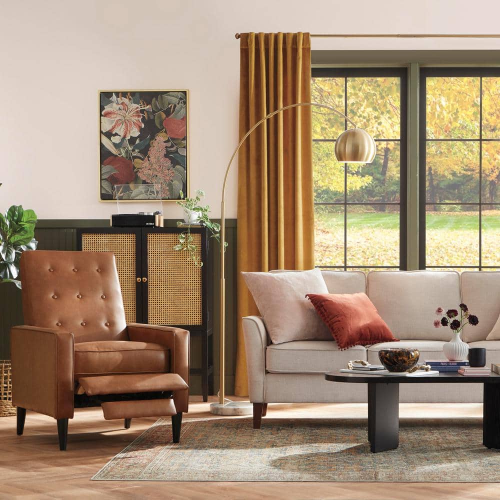 47.63 In. Black Grain Oval MDF Top Coffee Table