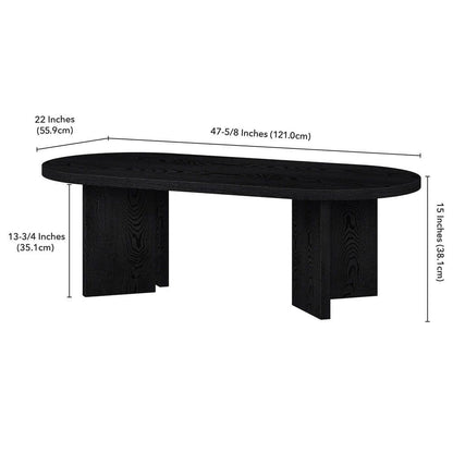 47.63 In. Black Grain Oval MDF Top Coffee Table