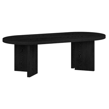 47.63 In. Black Grain Oval MDF Top Coffee Table