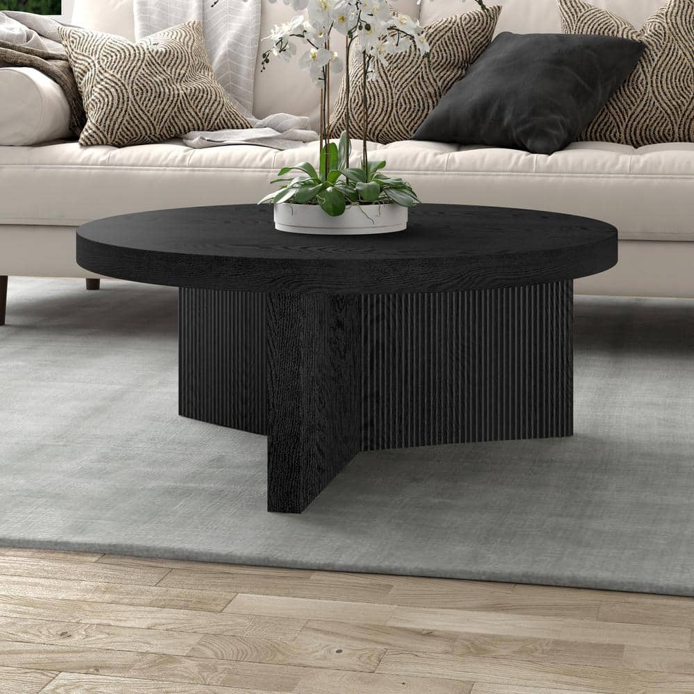 Black Grain round MDF Top Coffee Table