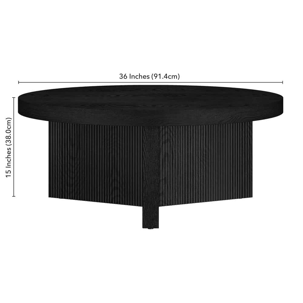 Black Grain round MDF Top Coffee Table