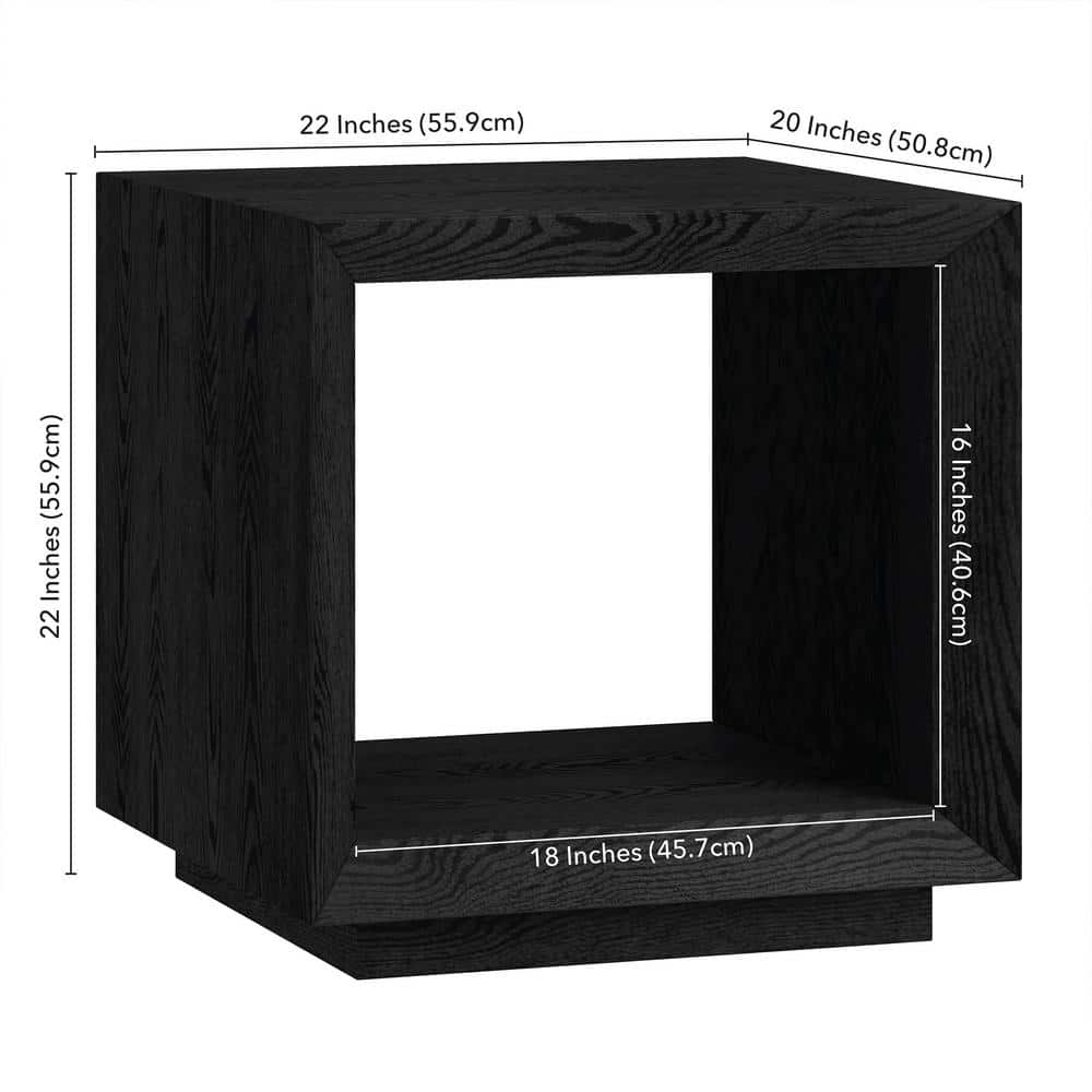22 In. Black Grain Square Top End Table