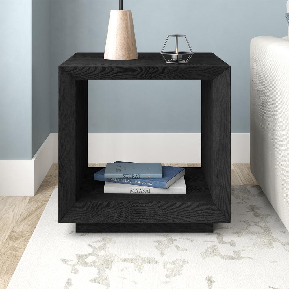 22 In. Black Grain Square Top End Table