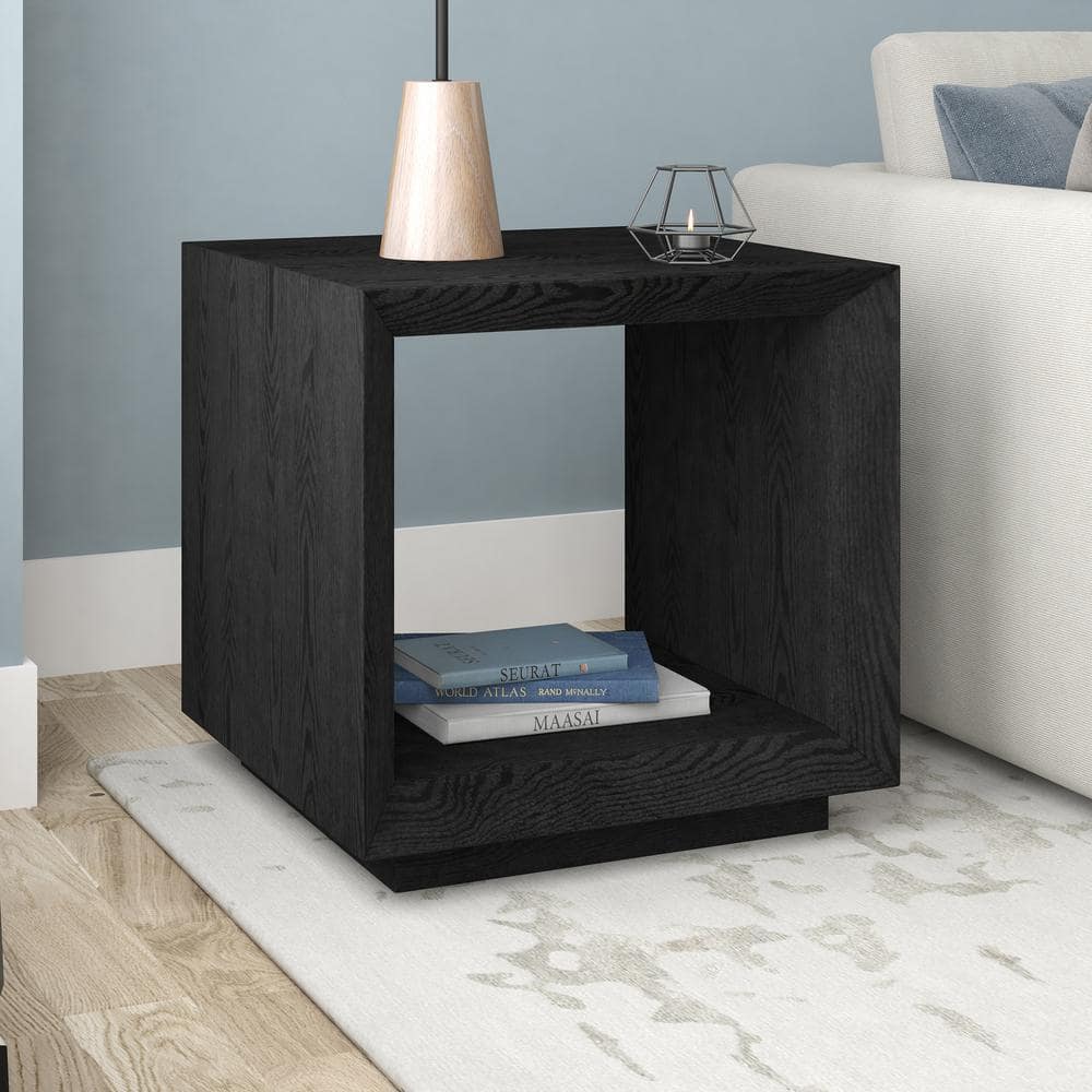 22 In. Black Grain Square Top End Table