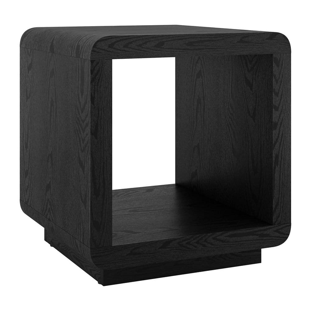 Stylish Lonni 20-Inch Black Grain Square MDF Top End Table with Extra Storage Shelf