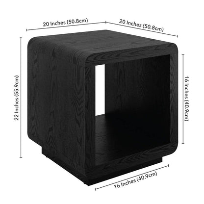 Stylish Lonni 20-Inch Black Grain Square MDF Top End Table with Extra Storage Shelf
