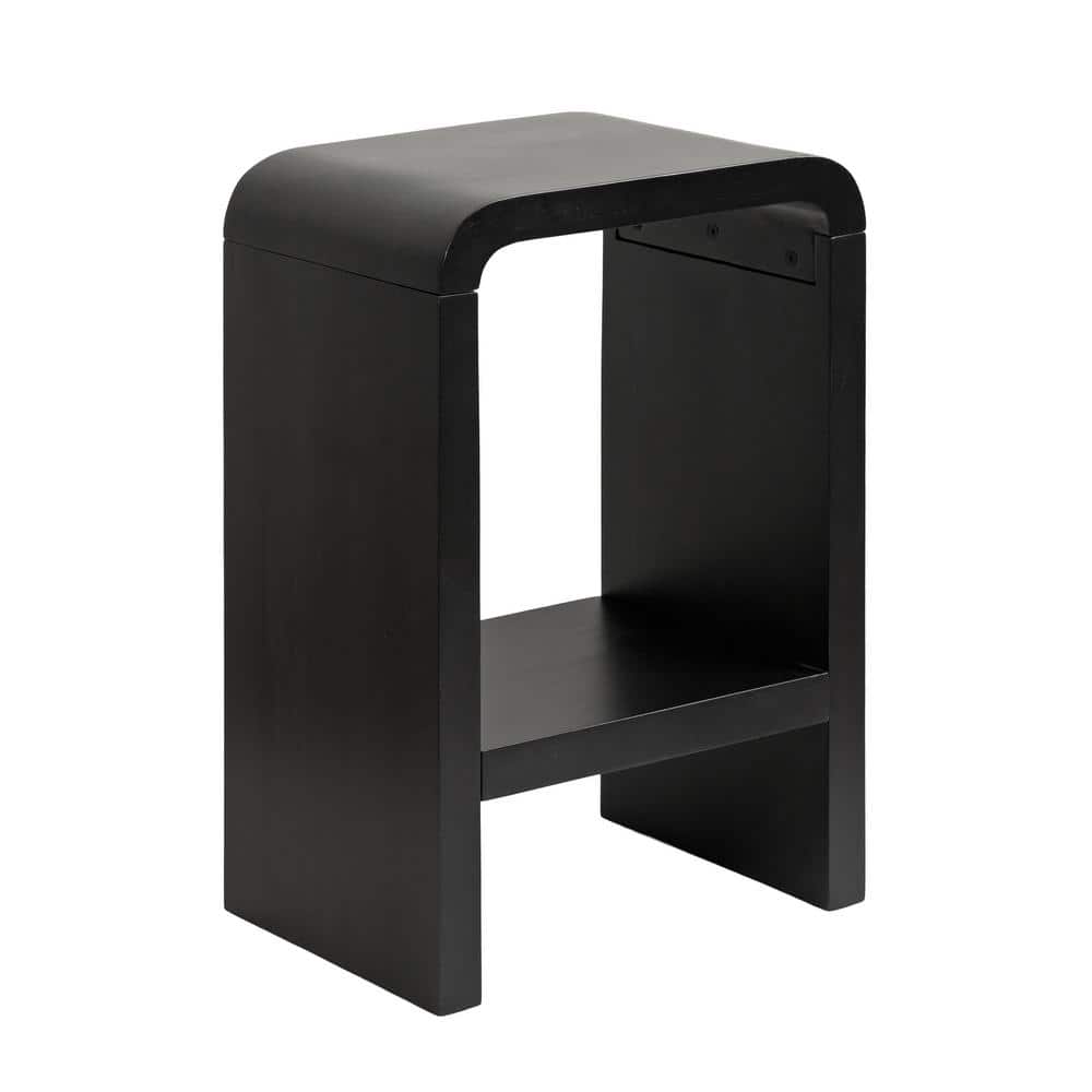 Black U-Shaped Solid Wood End Table