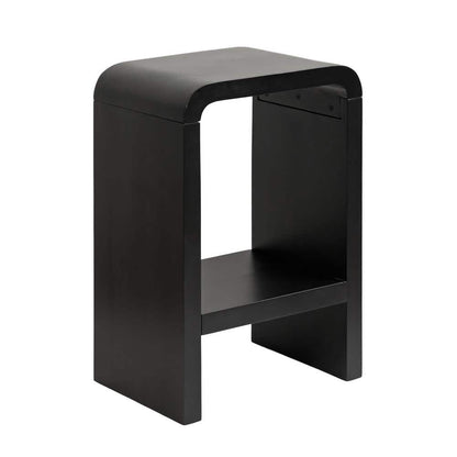 Black U-Shaped Solid Wood End Table