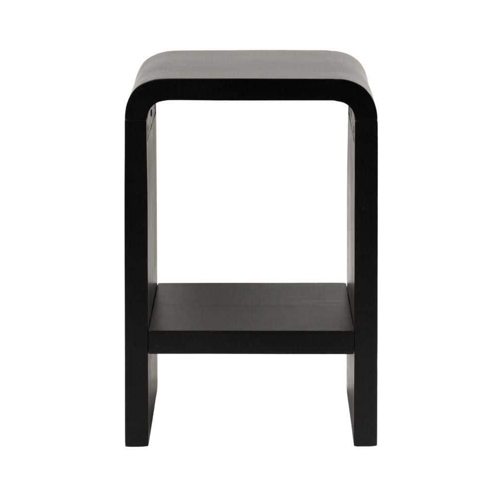 Black U-Shaped Solid Wood End Table